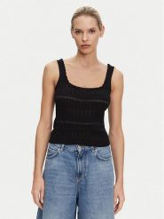PINKO Top 104736 A2FC Z99 Czarny Regular Fit. Czarne topy Pinko, xs, bez wzorów, z bawełny, bez kołnierzyka, bez ramiączek. Za 499.99 zł.