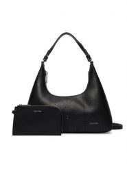 Calvin Klein Torebka Emblem Aop Perfor Lthr Bag LV04F3367G Czarny. Czarne torebki klasyczne Calvin Klein, bez wzorów, ze skóry, bez dodatków. Za 899.99 zł.