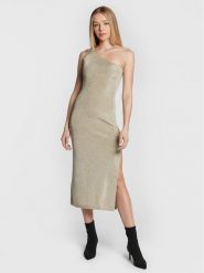 Ba&sh Sukienka koktajlowa Robe Zayna 1H22ZAYN Złoty Slim Fit. Żółte sukienki Ba&sh, m, bez wzorów, z wiskozy, wizytowe, bez kołnierzyka, bez ramiączek. Za 539.99 zł.
