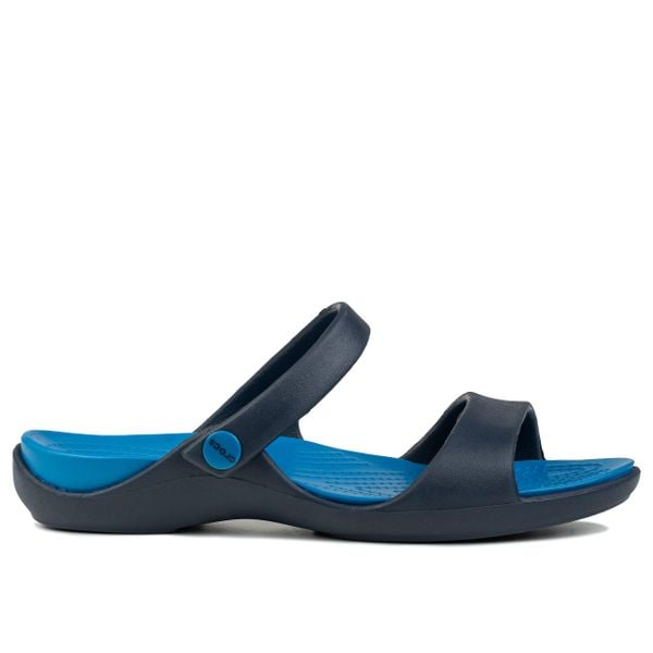 Klapki dmaskie basenowe Crocs Crocs CLEO V. Niebieskie klapki Crocs, bez wzorów, sportowe, bez obcasa, bez zapięcia. W wyprzedaży za 89.00 zł.