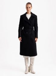 BGN Płaszcz przejściowy w kolorze czarnym rozmiar: 40. Czarne płaszcze BGN, bez wzorów, z tkaniny, bez kaptura. Za 277.36 zł.