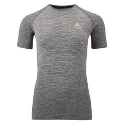 Koszulka tech. damska Odlo T-shirt crew neck s/s ESSENTIAL SEAMLESS. Szare t-shirty ODLO, s, bez wzorów, sportowe, bez kołnierzyka, bez ramiączek. Za 191.45 zł.