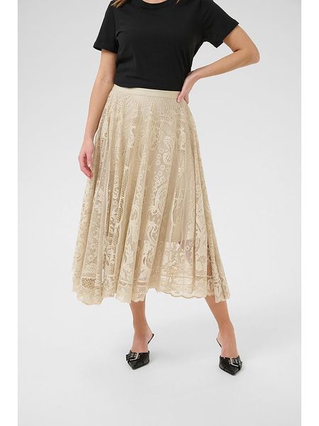 Kaffe Spódnica "Vilja" w kolorze beżowym rozmiar: M/L. Brązowe spódnice Kaffe, l, bez wzorów, z koronki, maxi. Za 122.38 zł.