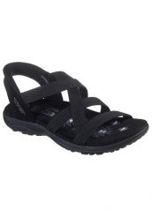 Sandały damskie Skechers Reggae Slim Stretch Flex. Czarne sandały Skechers, bez wzorów, z materiału, bez obcasa, bez zapięcia. Za 318.80 zł.