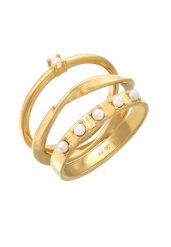 Elli Damski zestaw do łączenia 3 częściowy klasyczny szklane koraliki w srebrze próby 925 Sterling Silver Pierścionki 1 ct. Szare pierścionki Elli, z perłą, srebrne. Za 368.99 zł.