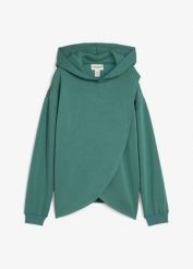 Bluza z kapturem z miękkiej mieszanki wiskozy. Zielone bluzy bonprix, bez wzorów, z wiskozy, bez ramiączek, z kapturem. Za 129.99 zł.