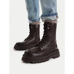 Trapery G-Star. Brązowe traperki G-Star, bez wzorów, retro, bez obcasa, bez zapięcia. Za 269.99 zł.