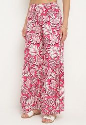 Różowe Szerokie Spodnie Boho z Wiskozy z Wysokim Stanem i Gumką w Pasie Elasue. Czerwone jeansy Born2be, l, bez wzorów, z jeansu, boho, z podwyższonym stanem. Za 59.99 zł.