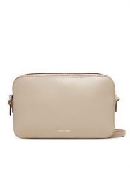 Calvin Klein Torebka Foil Logo Elongated Camera Bag LV04F3276G Beżowy. Brązowe listonoszki Calvin Klein, bez wzorów, ze skóry, bez dodatków. Za 369.99 zł.