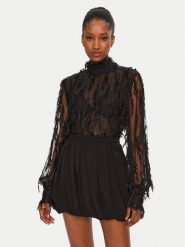 Munthe Bluzka 244102824440 Czarny Relaxed Fit. Czarne bluzki Munthe, bez wzorów, z syntetyku, bez kołnierzyka, bez ramiączek. Za 799.99 zł.