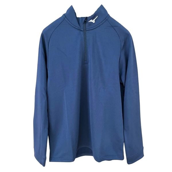 Bluza Mizuno Crested. Niebieskie bluzy bez kaptura Mizuno, m, bez wzorów, z materiału, bez kaptura, na golfa. Za 337.00 zł.