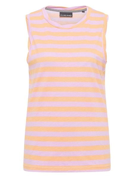 ELBSAND Top "Meevis" w kolorze pomarańczowo-jasnoróżowym rozmiar: S. Pomarańczowe topy ELBSAND, s, bez wzorów, z bawełny, bez kołnierzyka, bez ramiączek. Za 83.62 zł.
