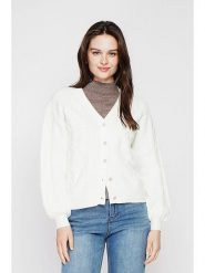 C& Jo Kardigan w kolorze białym rozmiar: 36. Białe swetry C& Jo, bez wzorów, ze splotem, klasyczne, bez ramiączek. Za 152.99 zł.