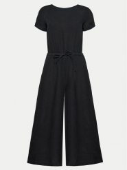 Deha Kombinezon D02238 Czarny Relaxed Fit. Czarne sukienki Deha, s, bez wzorów, ze lnu, bez kołnierzyka, bez ramiączek. Za 389.99 zł.