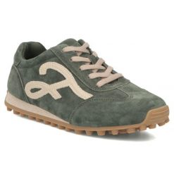 Skórzane półbuty damskie sneakersy zamszowe zielone Filippo DP7961. Zielone półbuty wsuwane Filippo, bez wzorów, ze skóry, bez obcasa. Za 209.99 zł.
