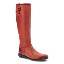 Czerwone Kozaki Carinii Damskie Modne Skórzane Buty. Czerwone kozaki Carinii, w ażurowe wzory, z nubiku, eleganckie, bez obcasa, na płaskiej podeszwie, bez zapięcia. Za 279.00 zł.