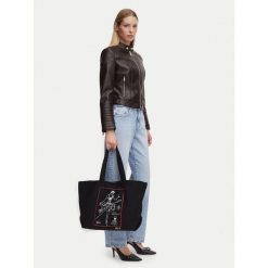 Torebka KARL LAGERFELD. Czarne shopper bag KARL LAGERFELD, bez wzorów, bez dodatków. Za 305.99 zł.
