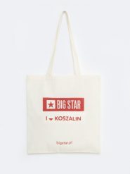 Torba bawełniana unisex Koszalin 102. Białe torby podróżne BIG STAR, z aplikacjami, z bawełny, na ramię, z nadrukiem. Za 4.99 zł.