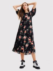 Desigual Sukienka codzienna Florencia 22WWVW60 Czarny Relaxed Fit. Czarne sukienki Desigual, na co dzień, s, bez wzorów, z wiskozy, bez kołnierzyka, bez ramiączek, proste. Za 319.99 zł.