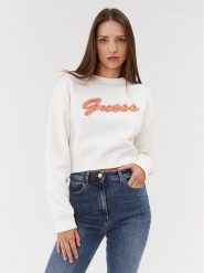 Guess Bluza Velvet Logo W3BQ13 KB681 Biały Regular Fit. Białe bluzy Guess, l, z aplikacjami, z bawełny, bez kaptura. Za 199.99 zł.