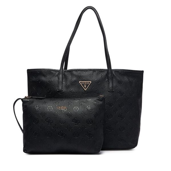 Torebka Guess. Czarne shopper bag Guess, z aplikacjami, bez dodatków. Za 674.99 zł.