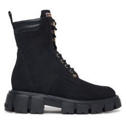 Trzewiki LOVE MOSCHINO. Czarne botki Love Moschino, bez wzorów, bez obcasa, na płaskiej podeszwie, bez zapięcia. Za 1,299.00 zł.