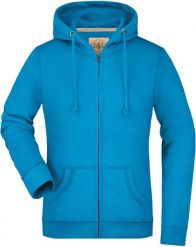 Damska bluza James & Nicholson Vintage Hoody niebieska. Niebieskie bluzy Givova, m, z aplikacjami, z bawełny, eleganckie, bez ramiączek, z kapturem. Za 149.99 zł.