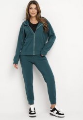 Zielony 2-częściowy Komplet Dresowy z Bluzą i Spodniami Seraphelle. Zielone bluzy Born2be, l, bez wzorów, z dresówki, z kapturem, trekkingowe. Za 99.99 zł.