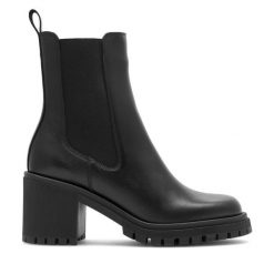 Sztyblety Badura. Czarne botki Badura, bez wzorów, bez obcasa, na słupku, bez zapięcia. Za 230.99 zł.
