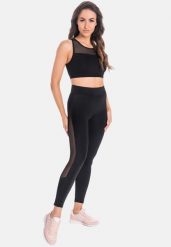 Legginsy na siłownię damskie Teyli Mappy. Czarne legginsy Teyli, bez wzorów, z bawełny, sportowe, długie. Za 159.99 zł.