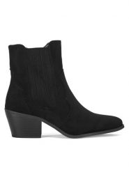 JENNY Botki WS22390-01 Czarny. Czarne botki Jenny, bez wzorów, bez obcasa, na słupku, bez zapięcia. Za 135.99 zł.