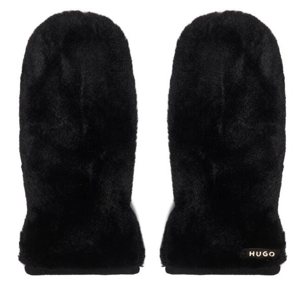 Rękawiczki HUGO. Czarne rękawiczki Hugo, bez wzorów, z dzianiny. Za 299.99 zł.