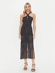 Simona Corsellini Sukienka dzianinowa P25CPABO0401 Czarny Slim Fit. Czarne sukienki SIMONA CORSELLINI, bez wzorów, z dzianiny, bez kołnierzyka, bez ramiączek. Za 519.99 zł.