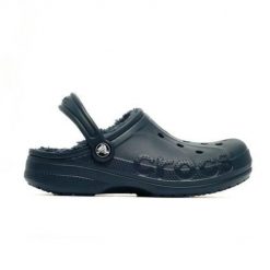 Buty do chodzenia damskie Crocs Baya Lined Clog. Niebieskie buty treningowe Crocs, bez wzorów, z materiału, bez zapięcia, trekkingowe. Za 179.00 zł.