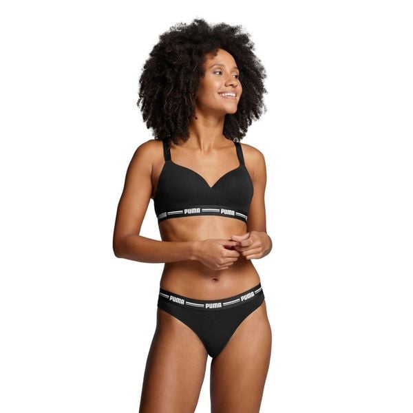 Stanik fitness cardio Puma Paded Top. Czarne topy sportowe Puma, m, bez wzorów, z bawełny, na fitness i siłownię. Za 186.58 zł.