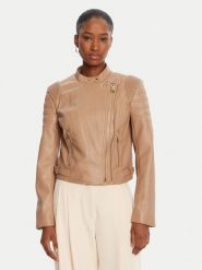 Guess Kurtka z imitacji skóry W5YL1 9WHDS0 Beżowy Regular Fit. Brązowe kurtki Guess, xl, z aplikacjami, ze skóry, bez kaptura. Za 559.99 zł.