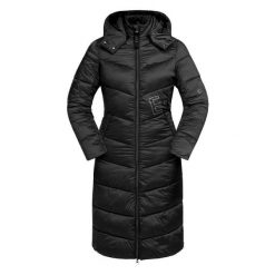 Lekki płaszcz jeździecki damski ELT Oslo. Czarne płaszcze ELT, l, bez wzorów, z materiału, eleganckie, bez kaptura. Za 552.75 zł.