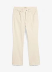 Jeansy flared, high waist, cropped. Niebieskie jeansy bonprix, bez wzorów, z jeansu, z podwyższonym stanem, krótkie. Za 129.99 zł.