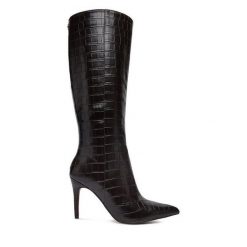 Kozaki Nine West. Brązowe kozaki Nine West, bez wzorów, bez obcasa, na szpilce, bez zapięcia. Za 329.99 zł.