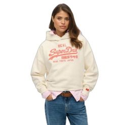 Bluza damska z kapturem Superdry Vl Neon. Białe bluzy Superdry, bez wzorów, bez ramiączek, z kapturem. Za 347.00 zł.