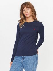 Polo Ralph Lauren Bluzka 211898699002 Granatowy Regular Fit. Niebieskie bluzki Polo Ralph Lauren, l, bez wzorów, z bawełny, bez kołnierzyka, bez ramiączek. Za 249.99 zł.