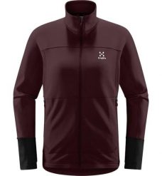 HAGLOFS Bluza damska BETULA JACKET WOMEN Burgundy Brown/True Black-L. Czarne bluzy bez kaptura Haglöfs, l, bez wzorów, z dzianiny, bez kaptura, narciarskie. Za 262.40 zł.