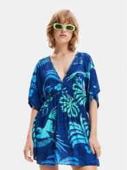 Desigual Sukienka letnia 23SWMW18 Granatowy Regular Fit. Niebieskie sukienki Desigual, xl, bez wzorów, z wiskozy, bez kołnierzyka, bez ramiączek. Za 249.99 zł.