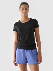 4F Koszulka treningowa regular szybkoschnąca damska - czarna S. Czarne t-shirty sportowe 4f, s, bez wzorów, z dzianiny, bez ramiączek, na fitness i siłownię. W wyprzedaży za 39.99 zł.
