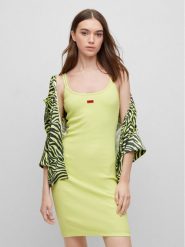 Hugo Sukienka codzienna Nirabel 50486561 Żółty Slim Fit. Żółte sukienki Hugo, na co dzień, xxl, bez wzorów, z bawełny, bez kołnierzyka, bez ramiączek, proste. Za 279.99 zł.