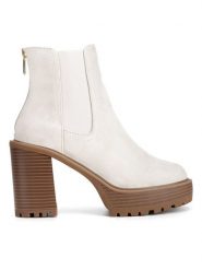 Nine West Botki WFA3374-1 Écru. Botki Nine West, bez wzorów, bez obcasa, na słupku, bez zapięcia. Za 179.99 zł.