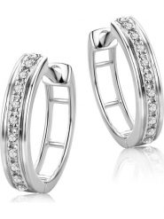 Revoni Złote kolczyki-kreole z diamentami rozmiar: onesize. Szare kolczyki Revoni, z diamentem, złote. Za 1,161.32 zł.