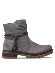 Rieker Botki Y7463-40 Szary. Szare botki Rieker, bez wzorów, ze skóry, bez obcasa, na płaskiej podeszwie, bez zapięcia. Za 189.99 zł.