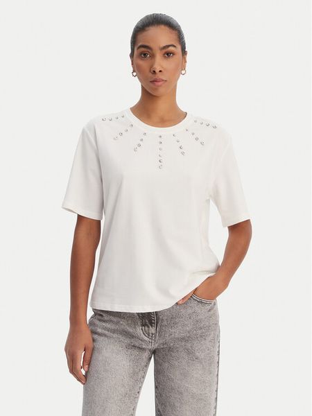 Morgan T-Shirt 261-DOURRA Biały Straight Fit. Białe t-shirty Morgan, xl, bez wzorów, z bawełny, bez kołnierzyka, bez ramiączek. Za 126.99 zł.