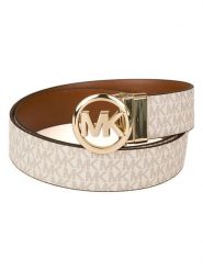 Michael Kors Pasek w kolorze kremowo-jasnobrązowym rozmiar: 90. Brązowe paski Michael Kors, bez wzorów, z materiału. Za 337.45 zł.